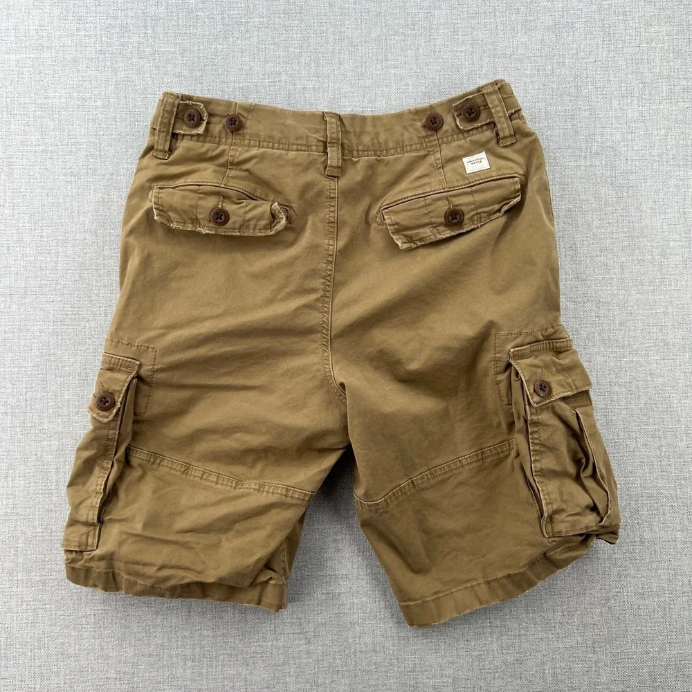 Y2K American Eagle Classic Cargo Shorts Mens 30 Khaki Brown Flex Cotton Blend